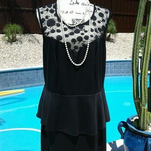 Sexy fitted Black lace sleeveless peplum pinup cocktail dress